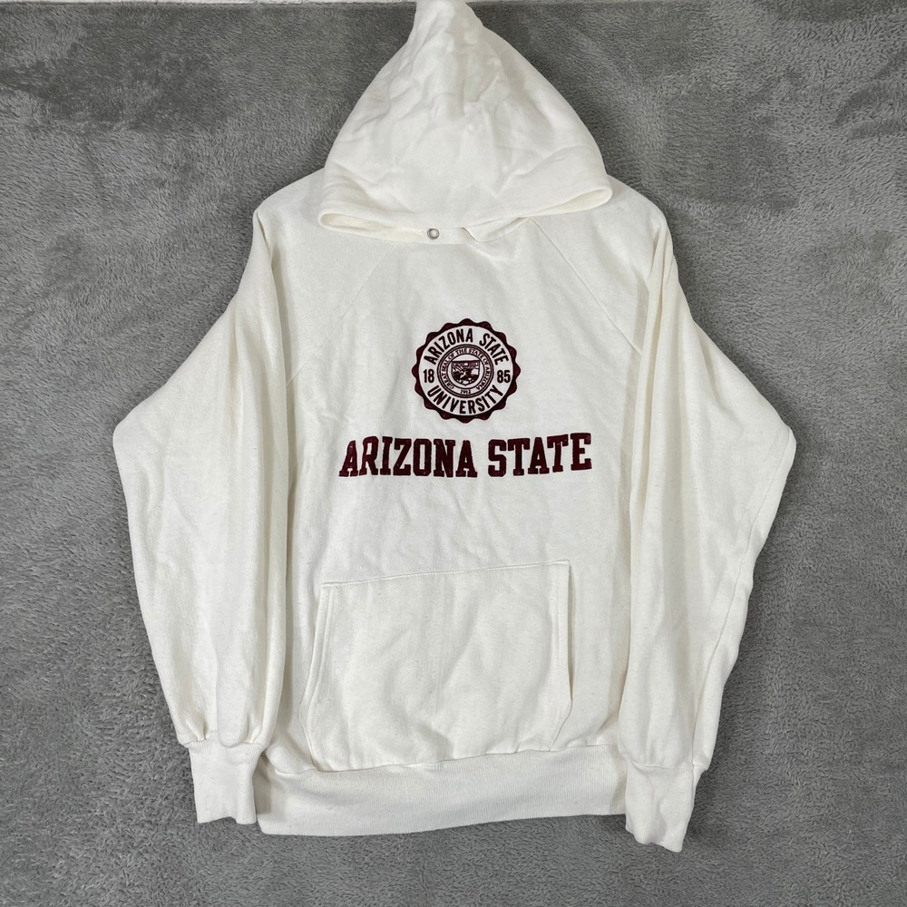 Vintage Arizona State University Hoodie Mens Small White Graphic Sun Devils ASU